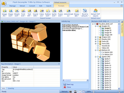 Click to view Flash Decompiler Trillix 5.3.1 screenshot